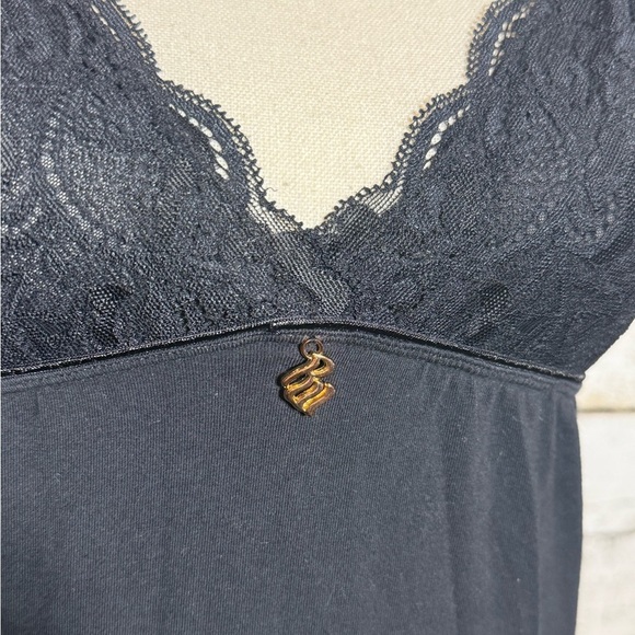 Rocawear Sleep by Design Black Lace Slip Dress L | Y2K Urban Glam Gold Logo - Picture 2 of 4